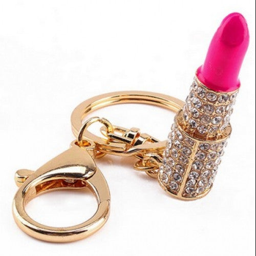 Lipstick Rhinestone Crystal Key Chain